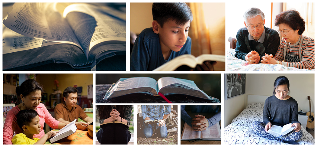 Pictures of people reading scriptures